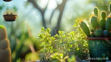 仙人掌绿色植物阳光自然树叶